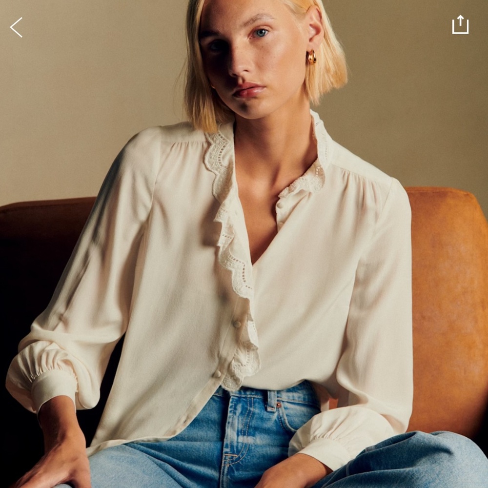 Sezane Chlo Shirt Ecru - Size 2